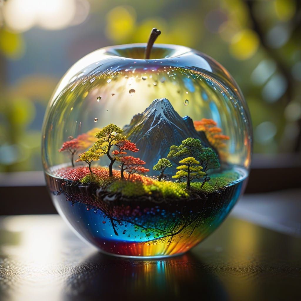 Rainbow Japanese Garden in Glass Apple