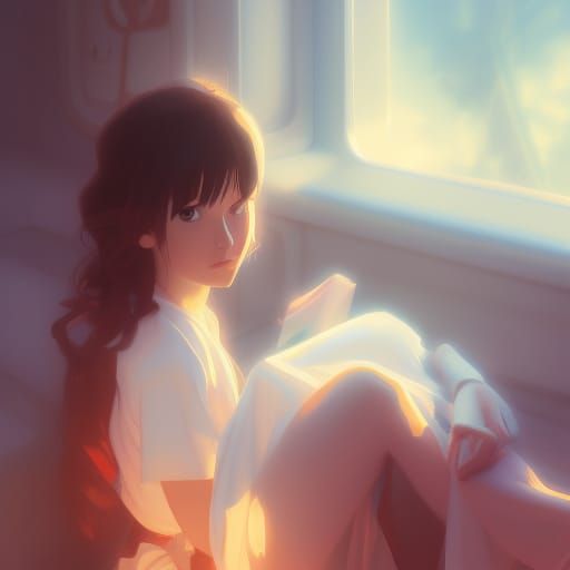 Girl Studying: Anime Key Visual in 8k