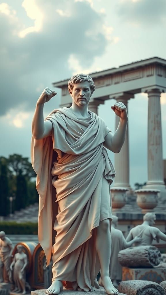 Ancient Roman Warrior in Grand Temple Setting