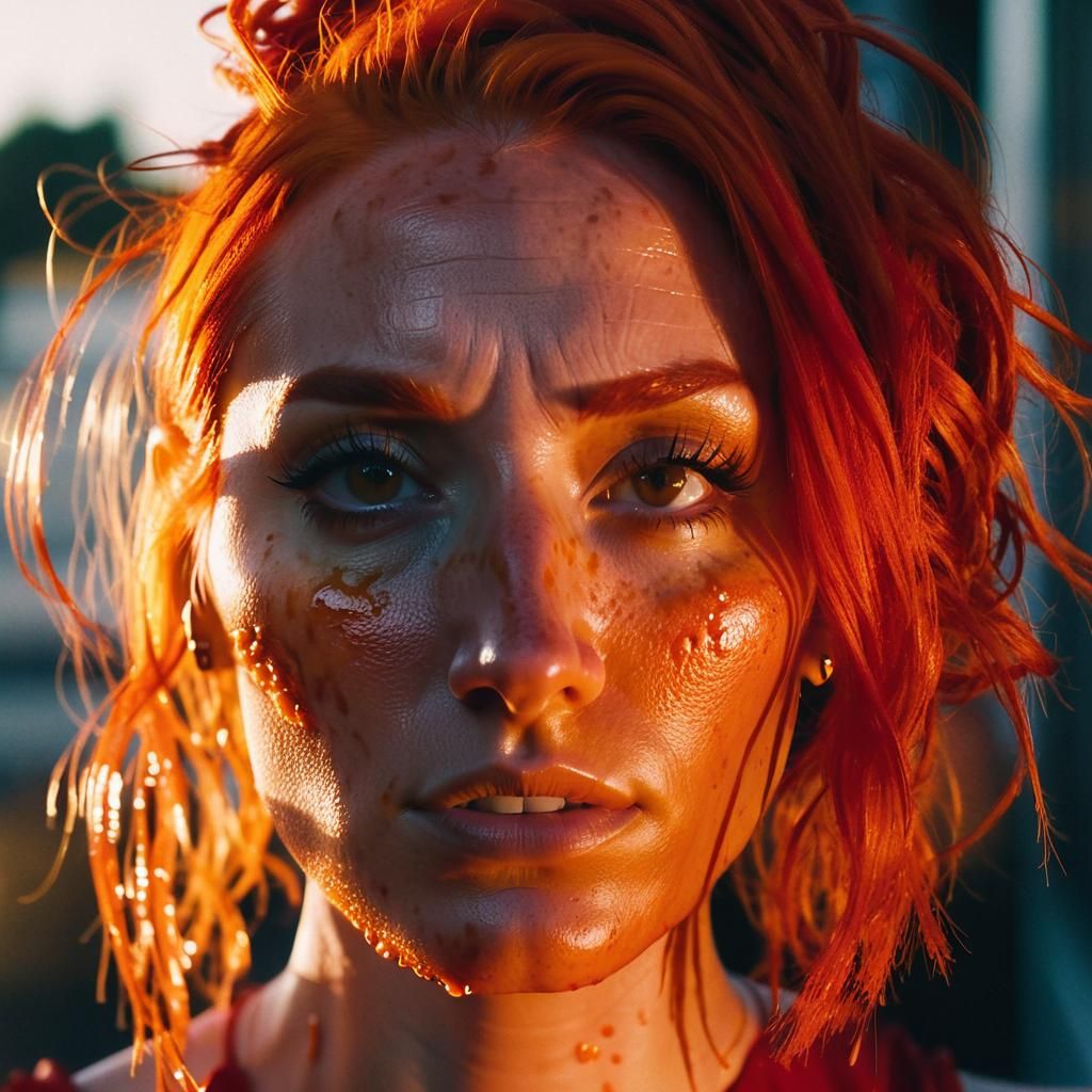 Woman Trapped in Amber Slime: Cinematic Film Still