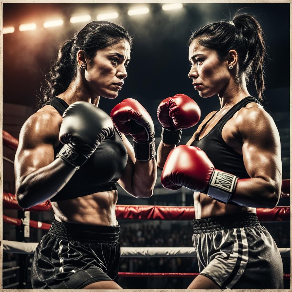 Latina Bodybuilders Boxing in a Mexican Ring
