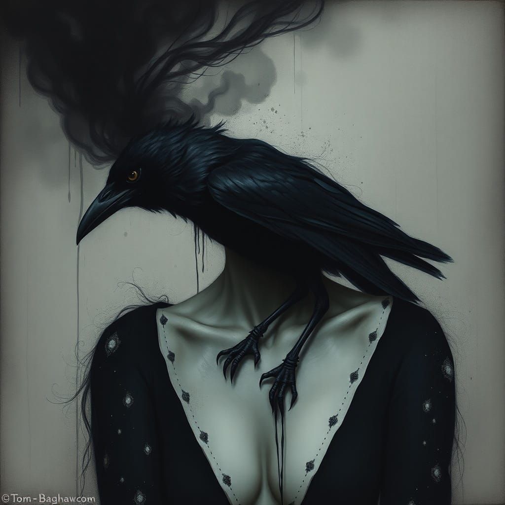 Angry Punk Crow in Mysterious Egon Schiele Style