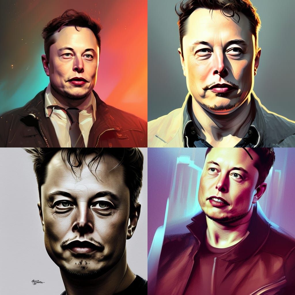 Elon Musk Portrait in Art Nouveau Style