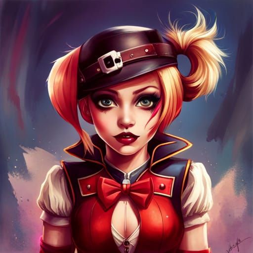 Chibi Harley Quinn Splash Art in 8k Resolution