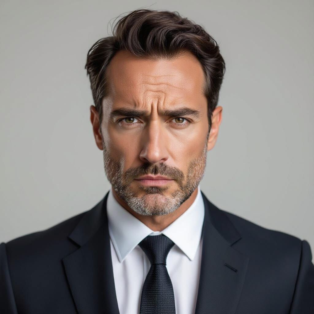 Stressed Professional Man in Hyperrealistic Portrait