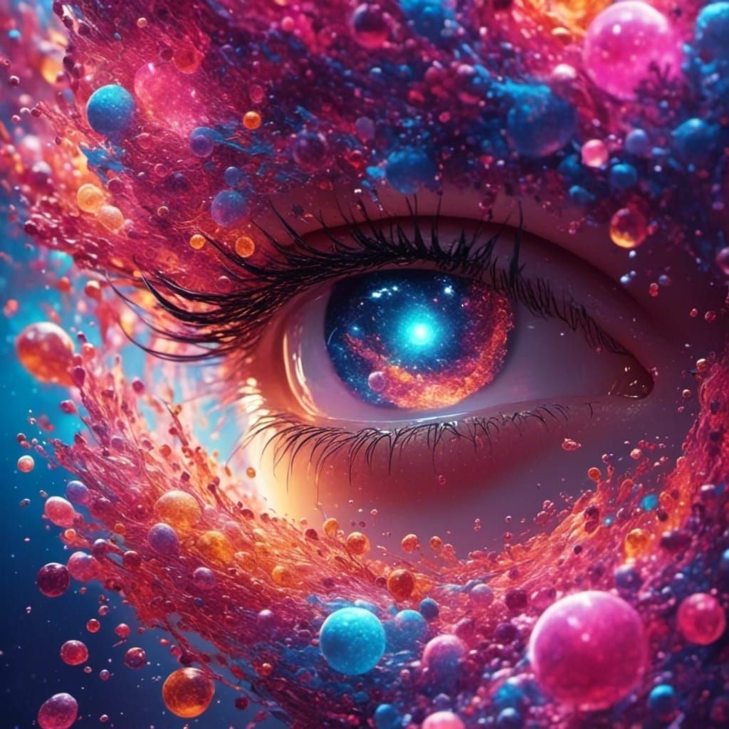 Cosmic Woman with Golden Crown and Wings