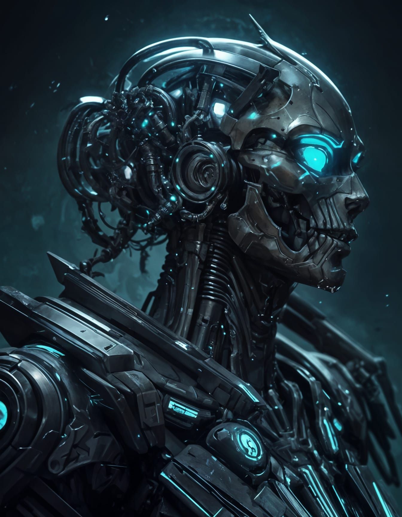 Demonic Cyborg Woman in Hyperdetailed Style