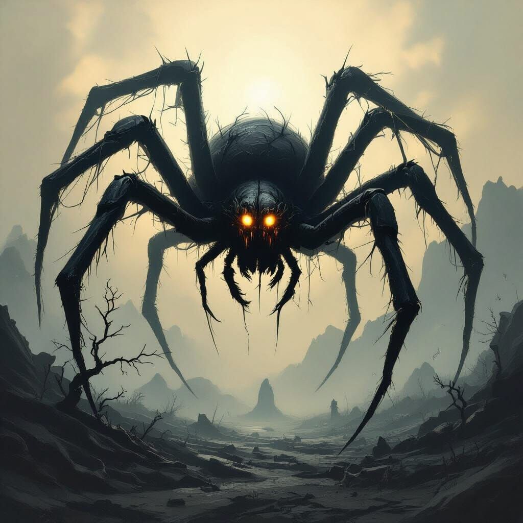 Monstrous Shadow Spider Feasting on Light