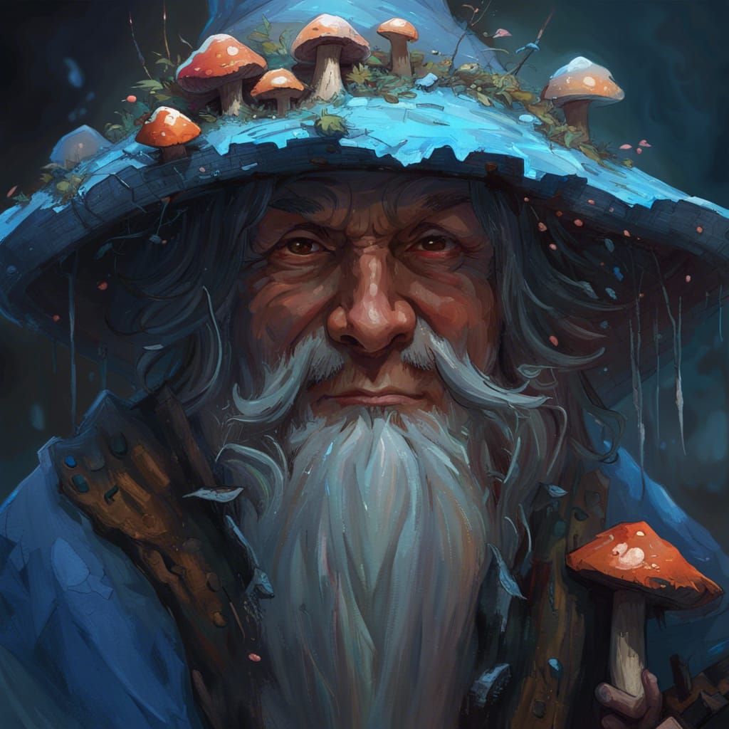Mushroom Wizard in Hyperdetailed Fantasy Art Style