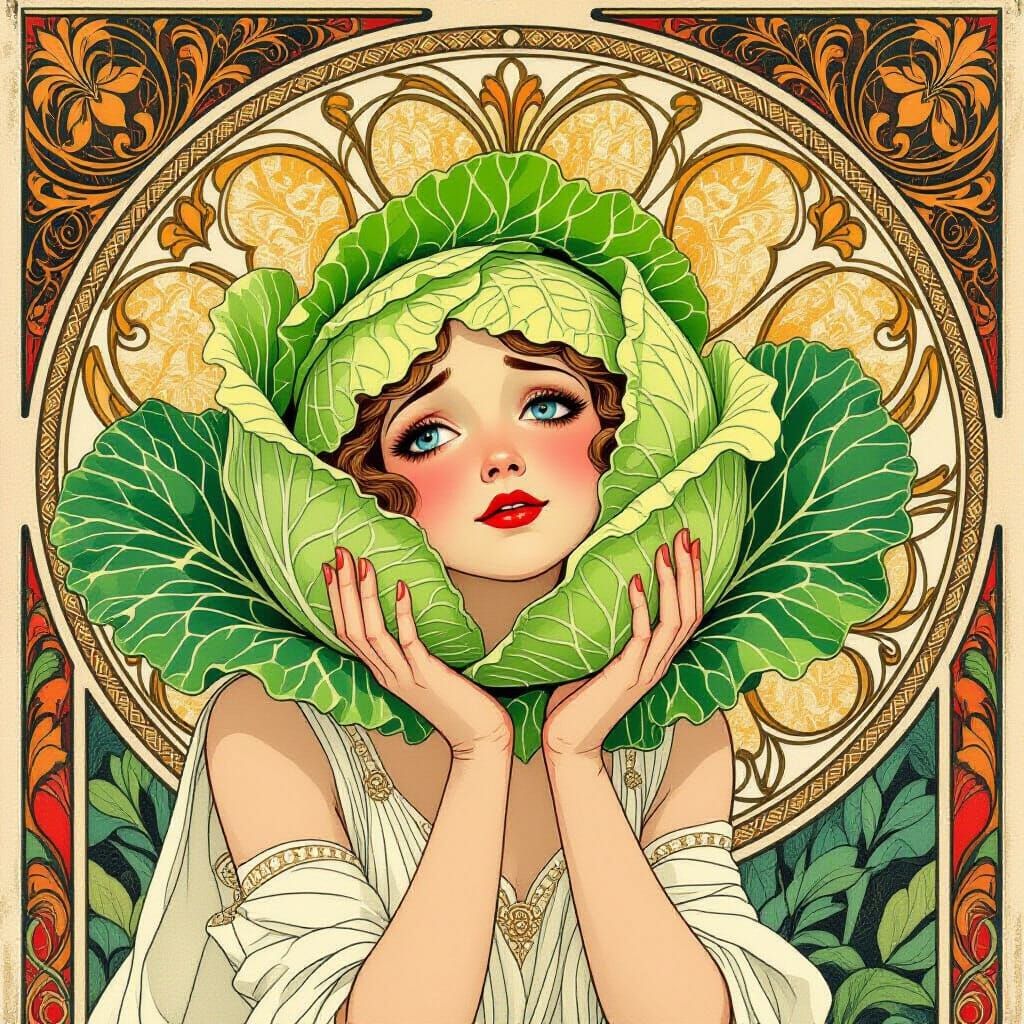 Crying Cabbage in Art Deco Style