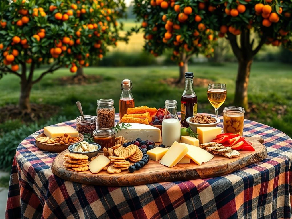 Victorian Cheese Platter in a Cozy Countryside Scene