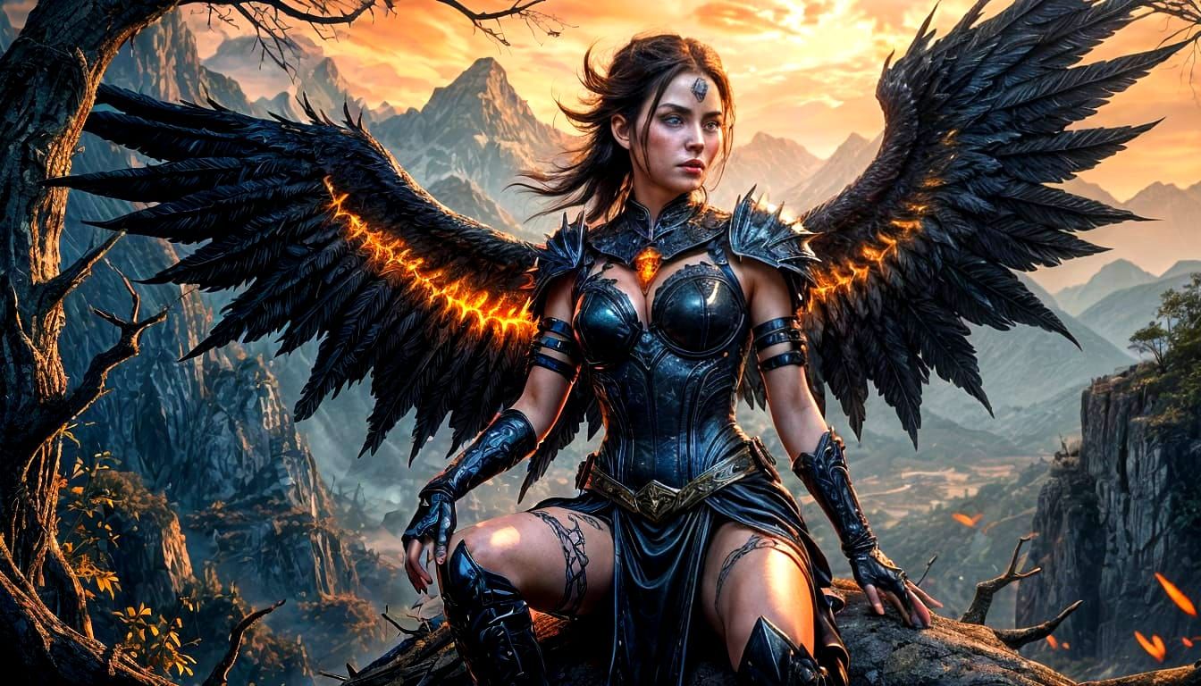 Dark Fantasy Warrior Queen in Devil Armor