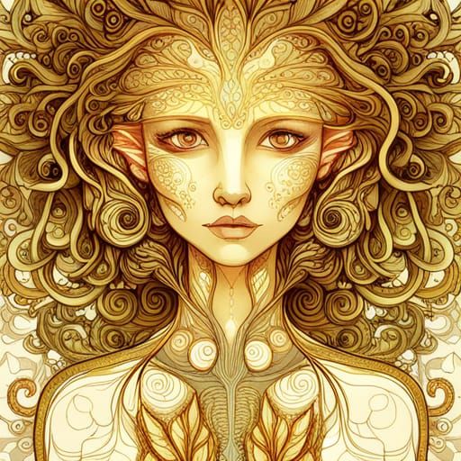 Golden Tree of Life: Detailed Digital Art