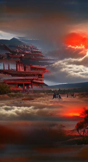 samurai watching apocalypse sunrise