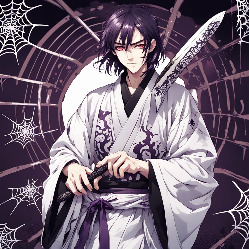 Anime Man with Kimono and Poisoned Knife