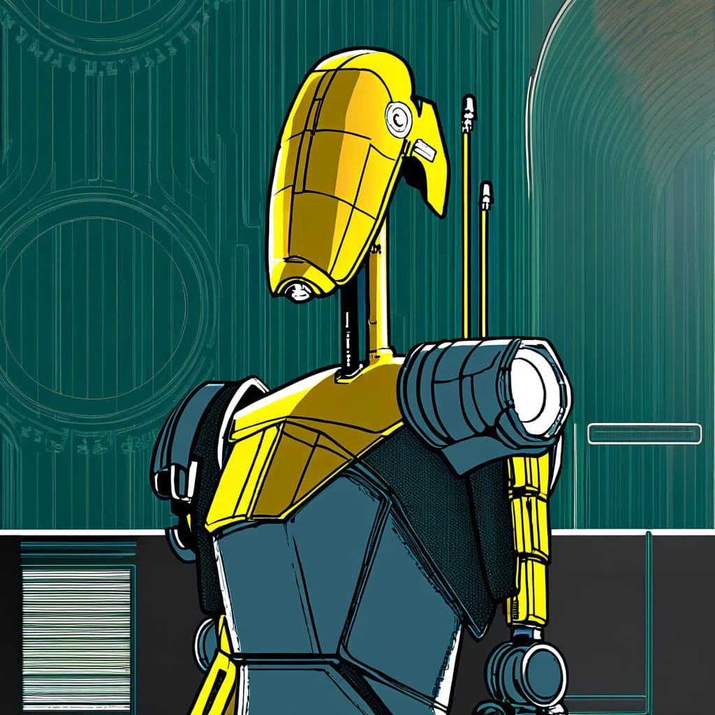 Restored B1 Battle Droid in Retro Futuristic Style