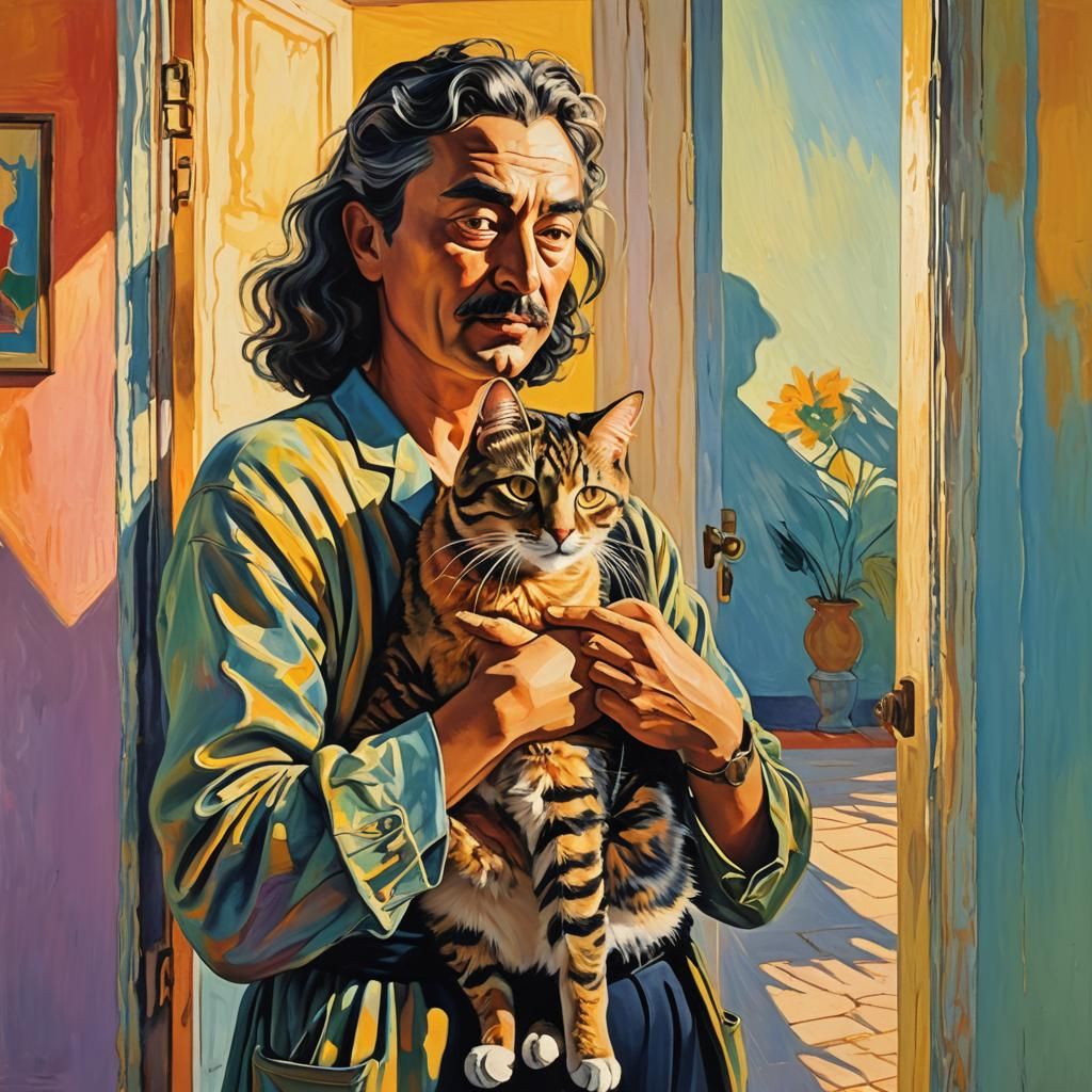 Fauvist Portrait of Person with Cat