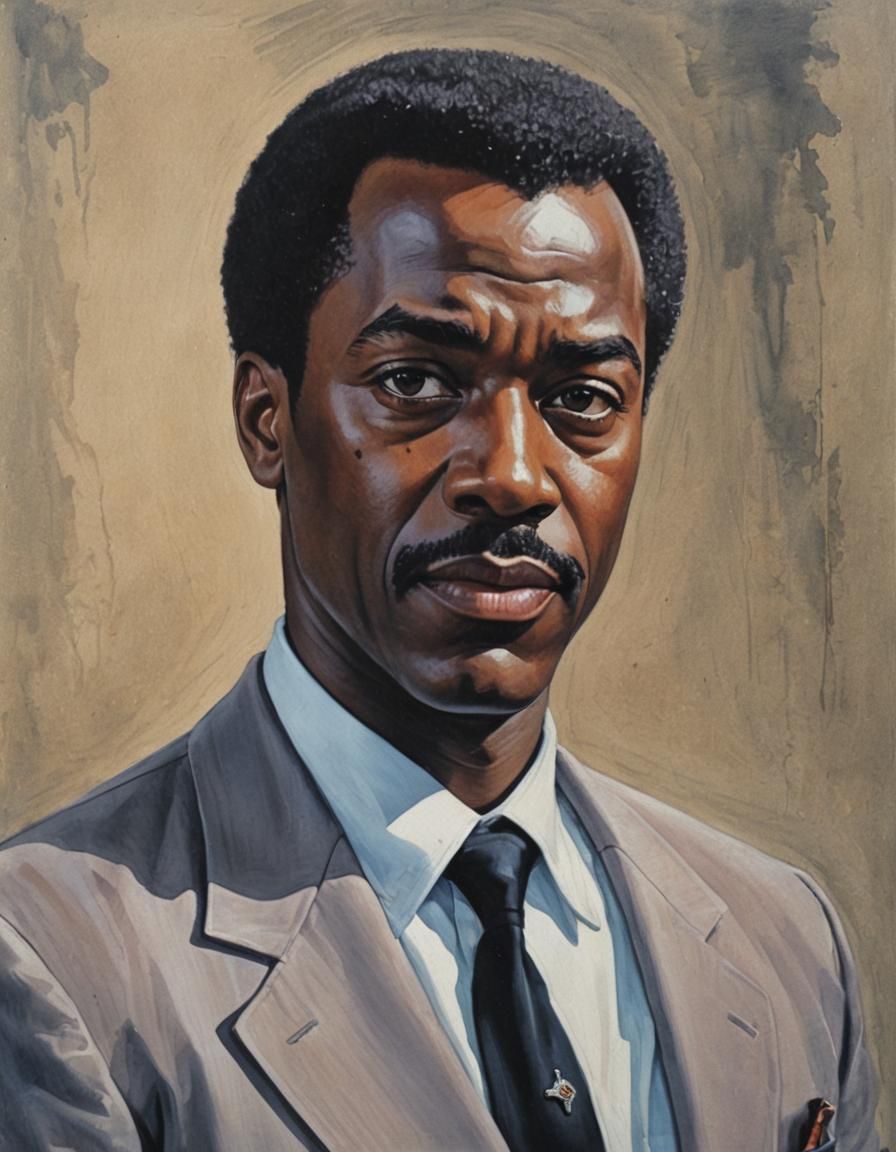 Axel Foley Portrait in Acrylic Cartoon Style