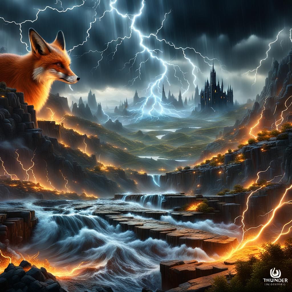 Tempestuous Lightning Fox in Fantasy Concept Art