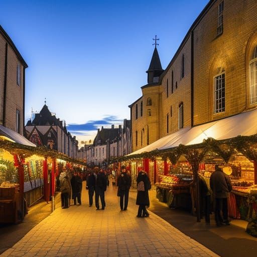 Medieval Christmas Market in Gothic Ethereal Style