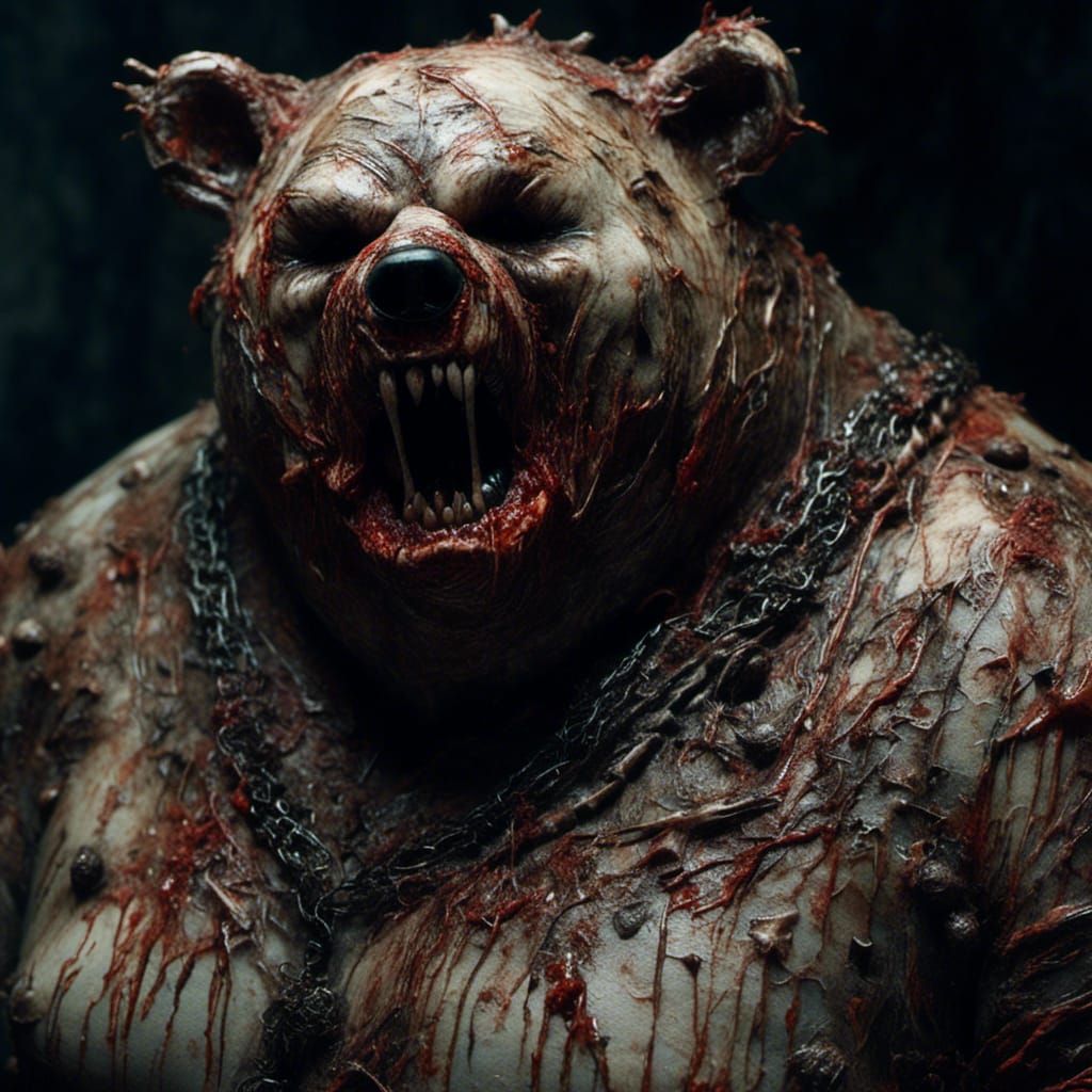 Creepy Porcelain Bear Zombie Portrait