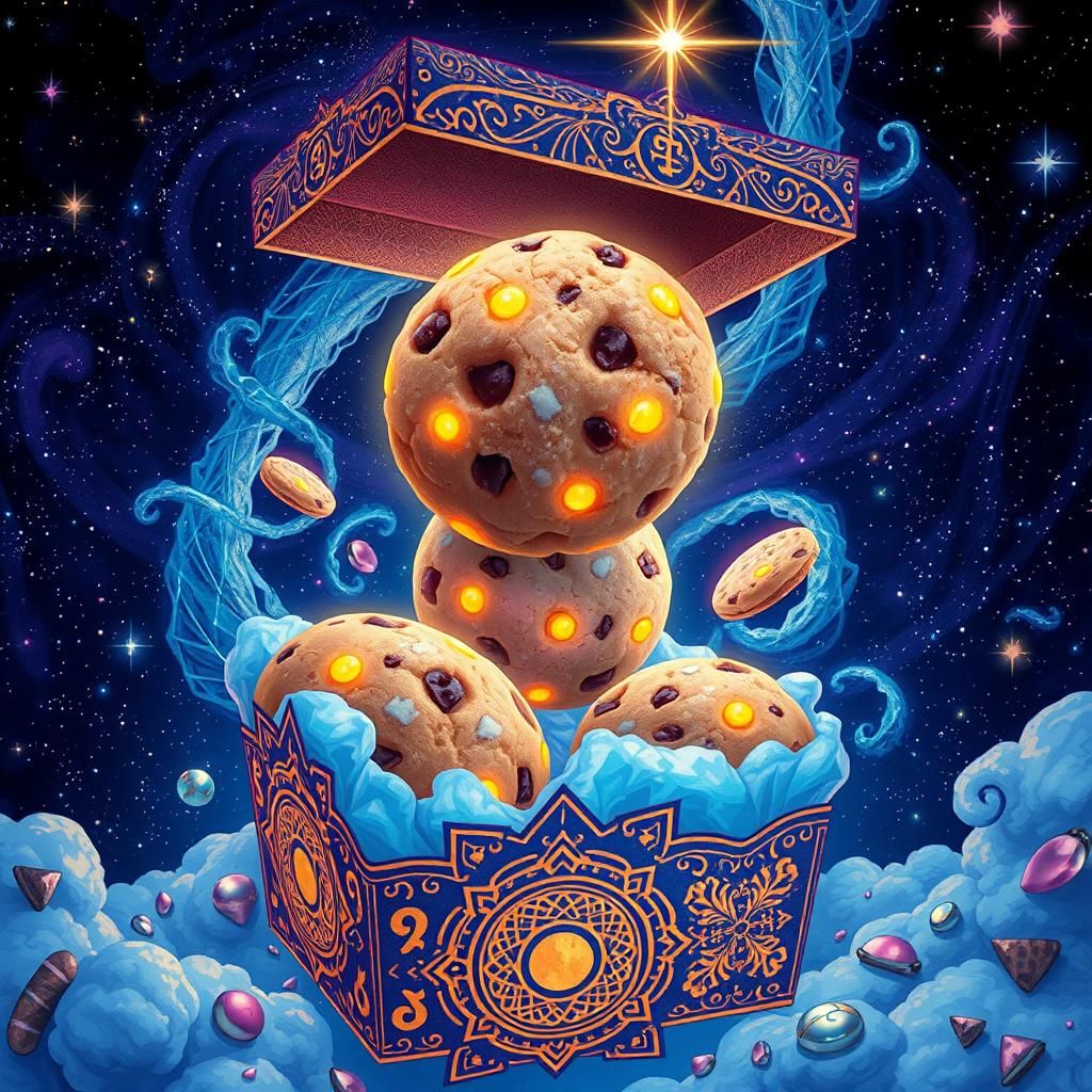 Mystical Cookies in Starry Night Sky