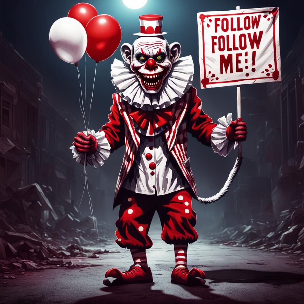 Zombie Monkey Clown in Synthwave Neon Style