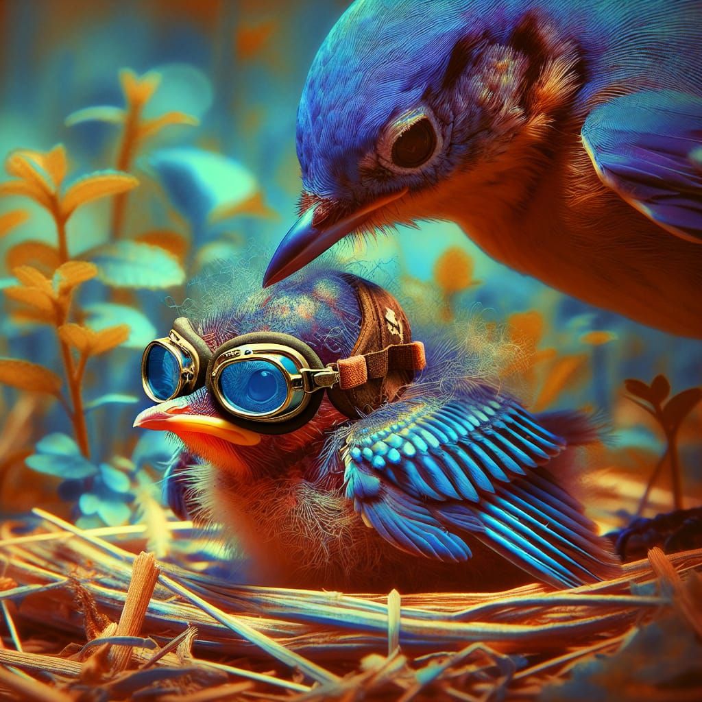 Baby Bird's First Flight Lesson in HDR