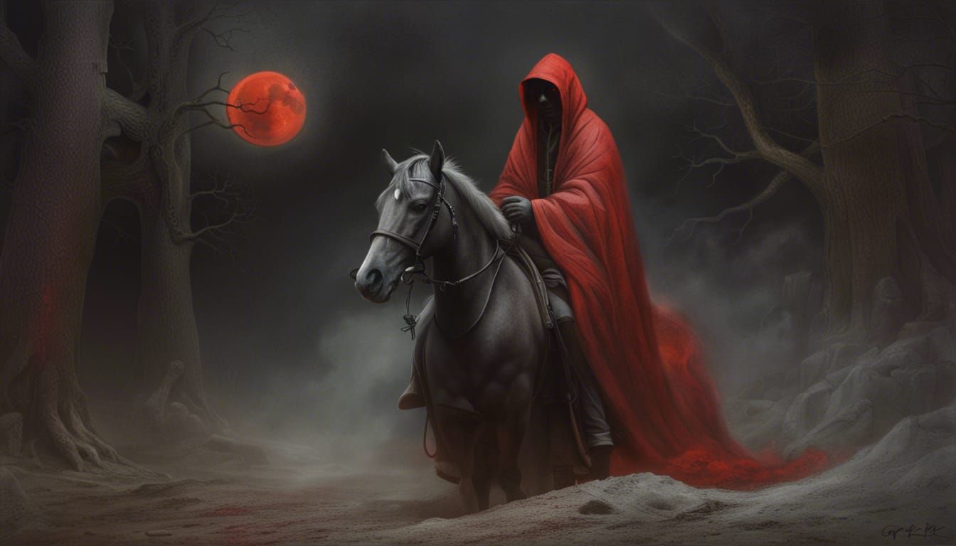 Sinister Cleric in Forest Under Blood Moon