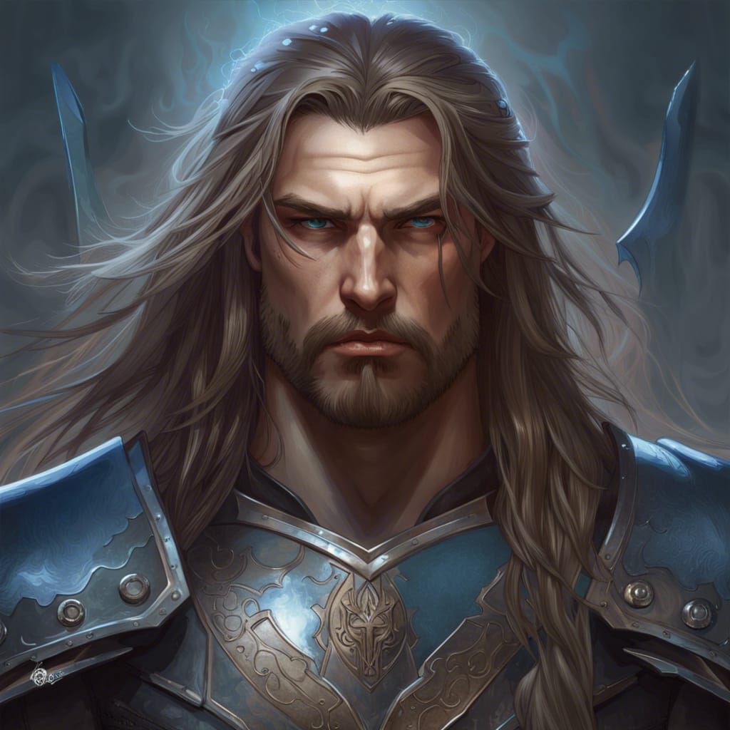 Fantasy Warrior Portrait with Axe in Digital Art Style