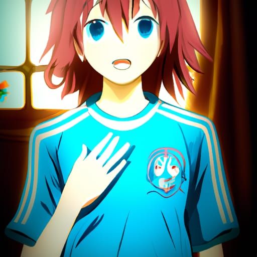 Kasane Teto in Manchester City Shirt, Anime Style
