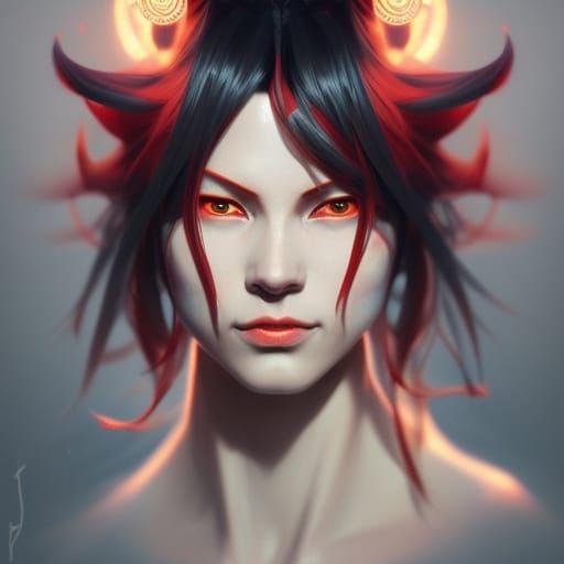 Shuten-dōji Portrait in Art Nouveau Style