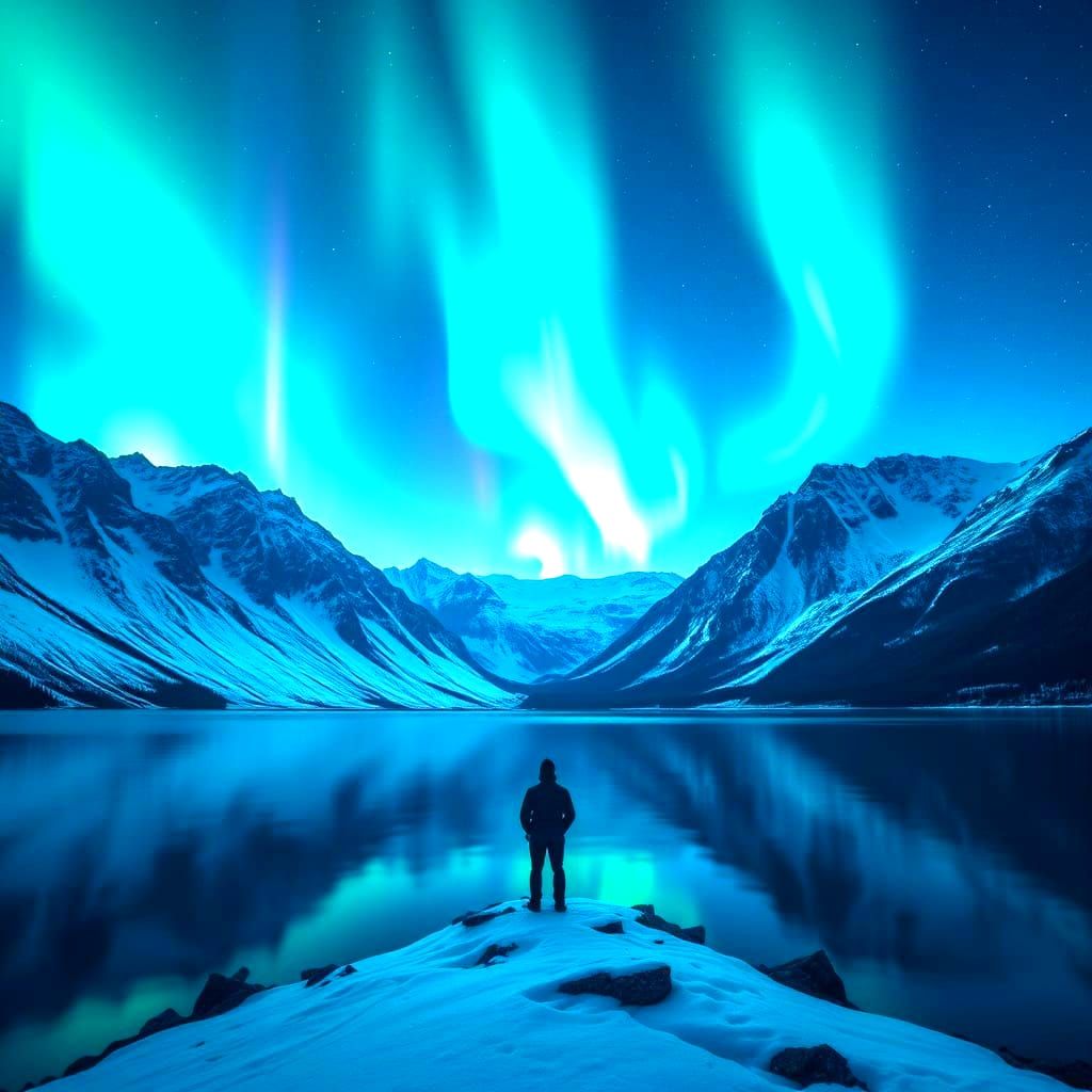 Spectacular Aurora Borealis Over Majestic Mountains