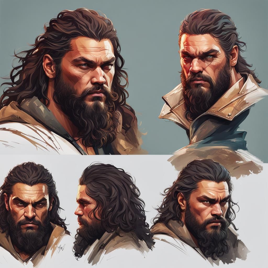 Jason Momoa Portrait in Art Nouveau Style