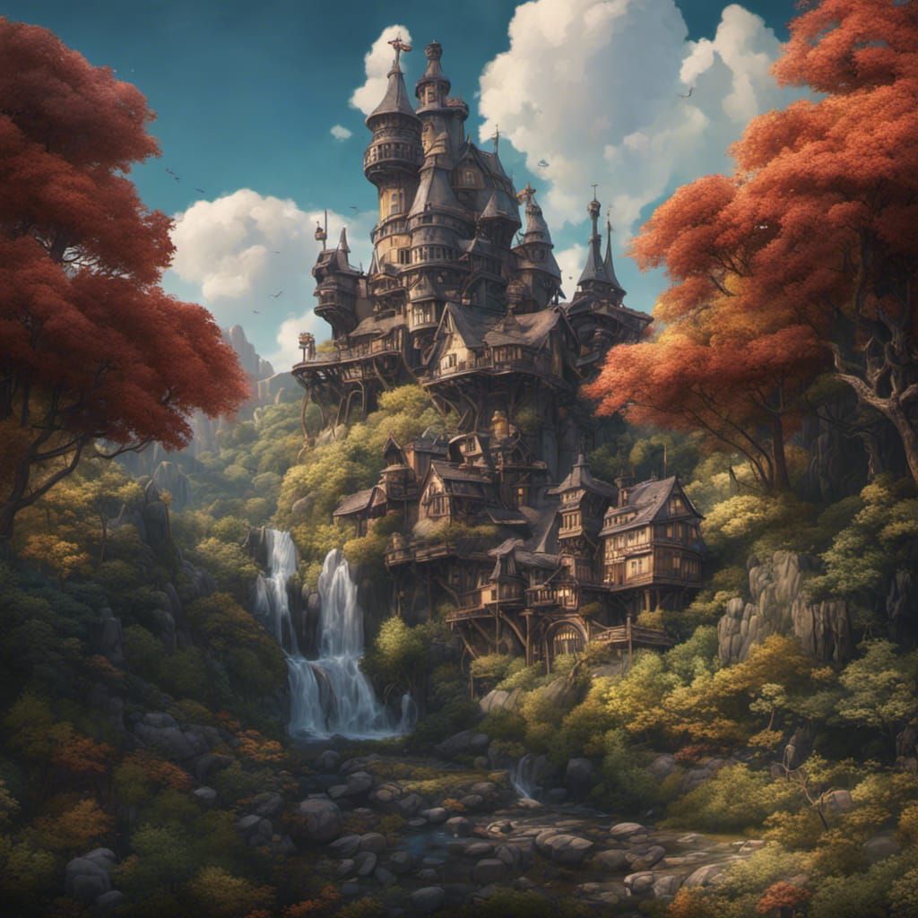 Fantastical Howl's Moving Castle Concept Art