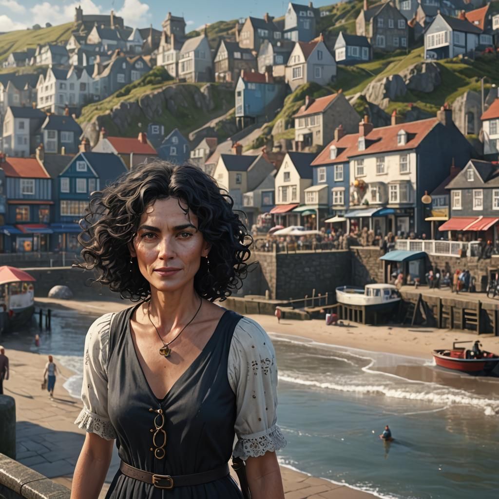 Middle Aged Woman at British Seaside, Fantasy Art