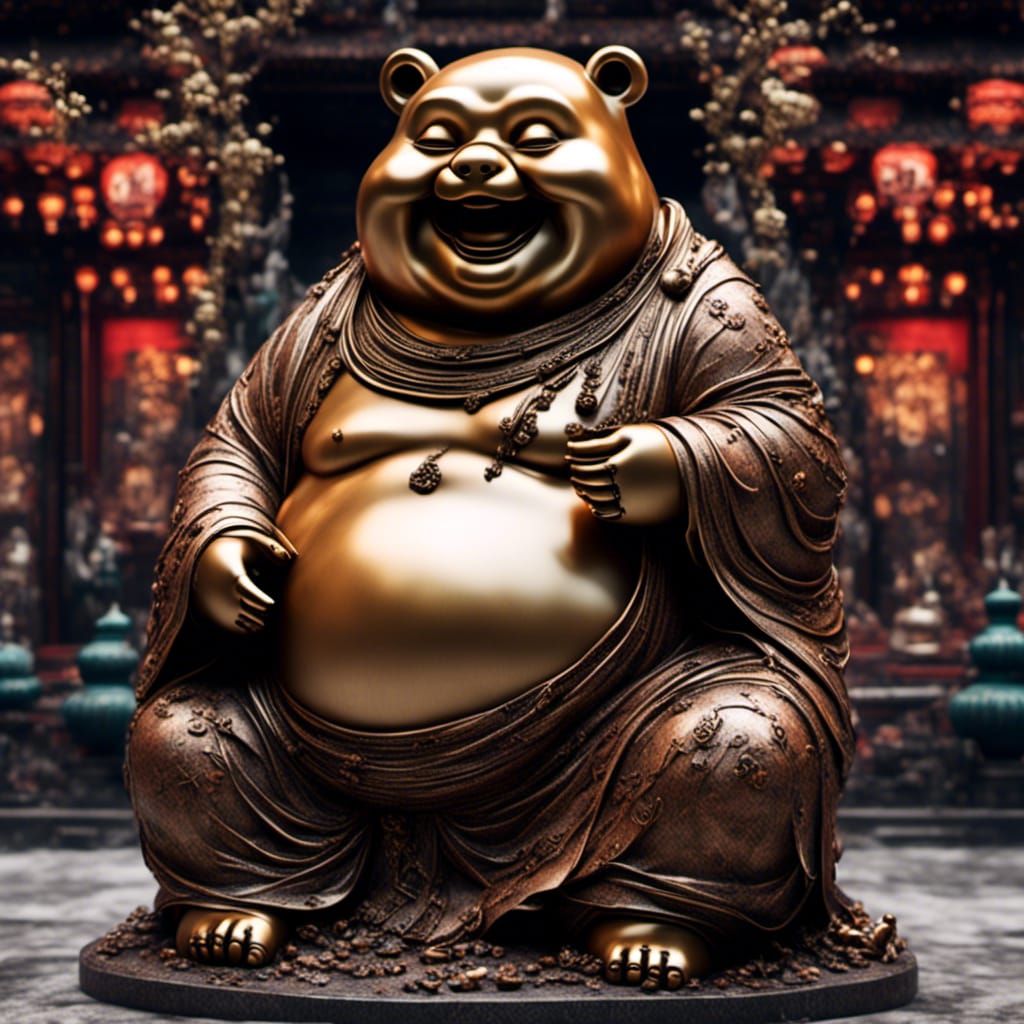 Golden Laughing Buddha Statue