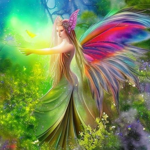 Glowing Fairy Portrait in Watercolor Style