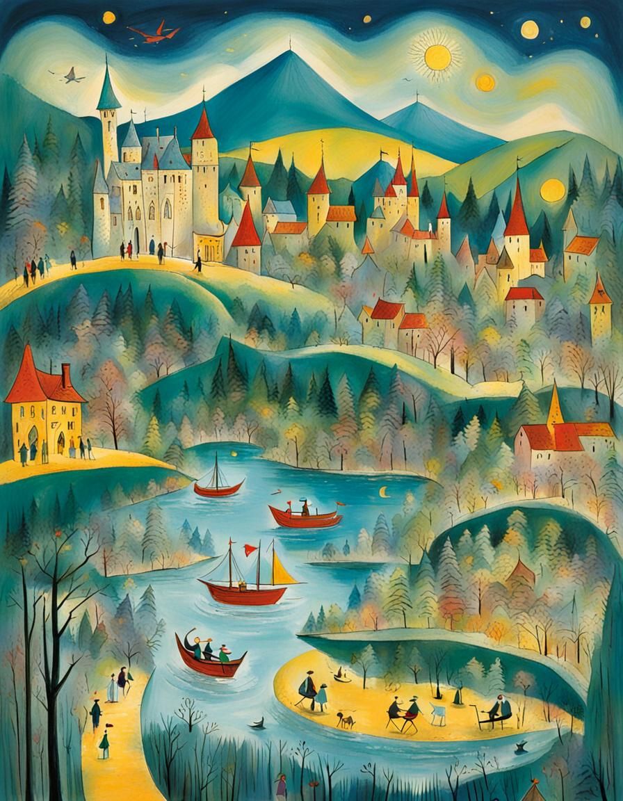 Magical World Symphony in Bemelmans Style