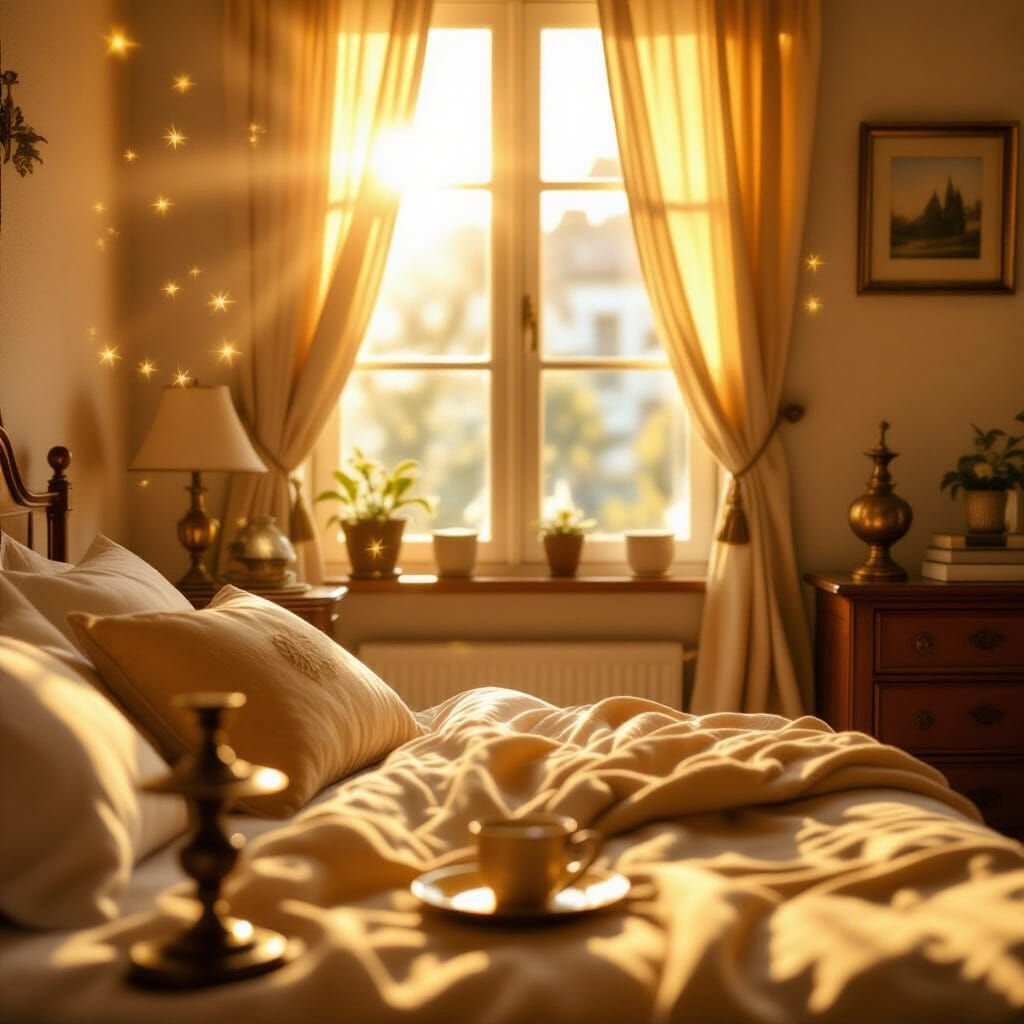 Serene Room in Golden Afternoon Light