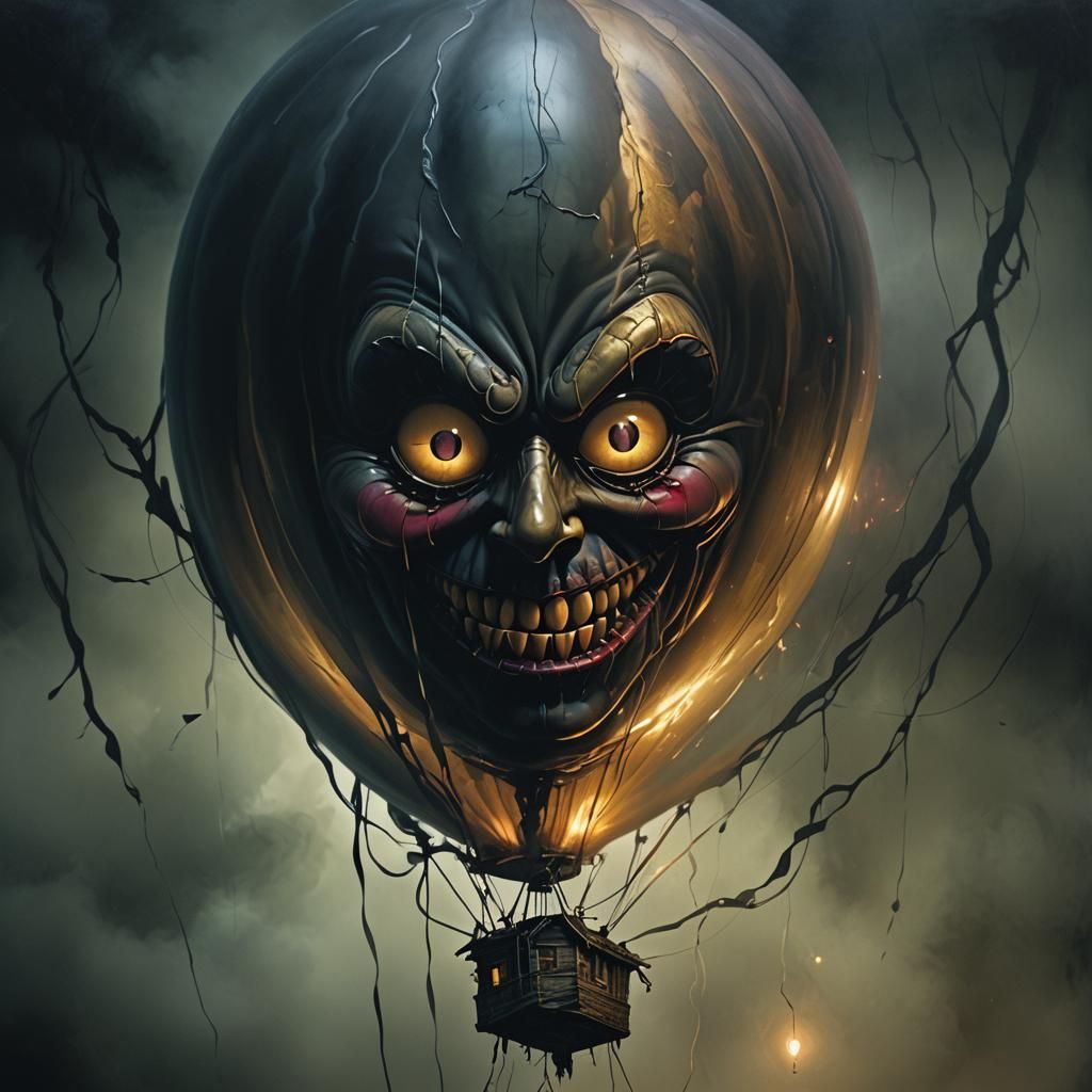 Ominous Balloon Face in Dark Fantasy Art