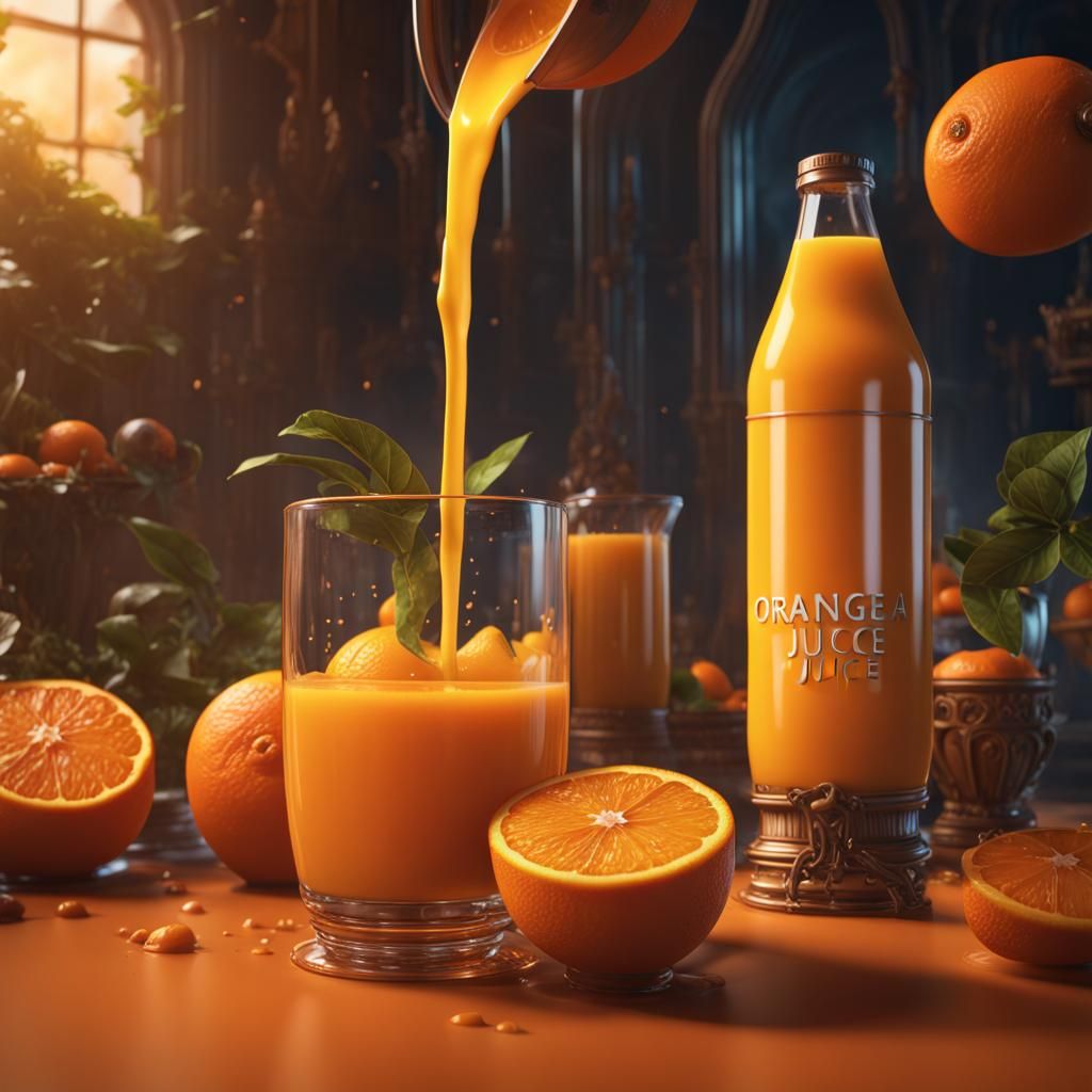 Fantastical Orange Juice: Detailed Matte Painting