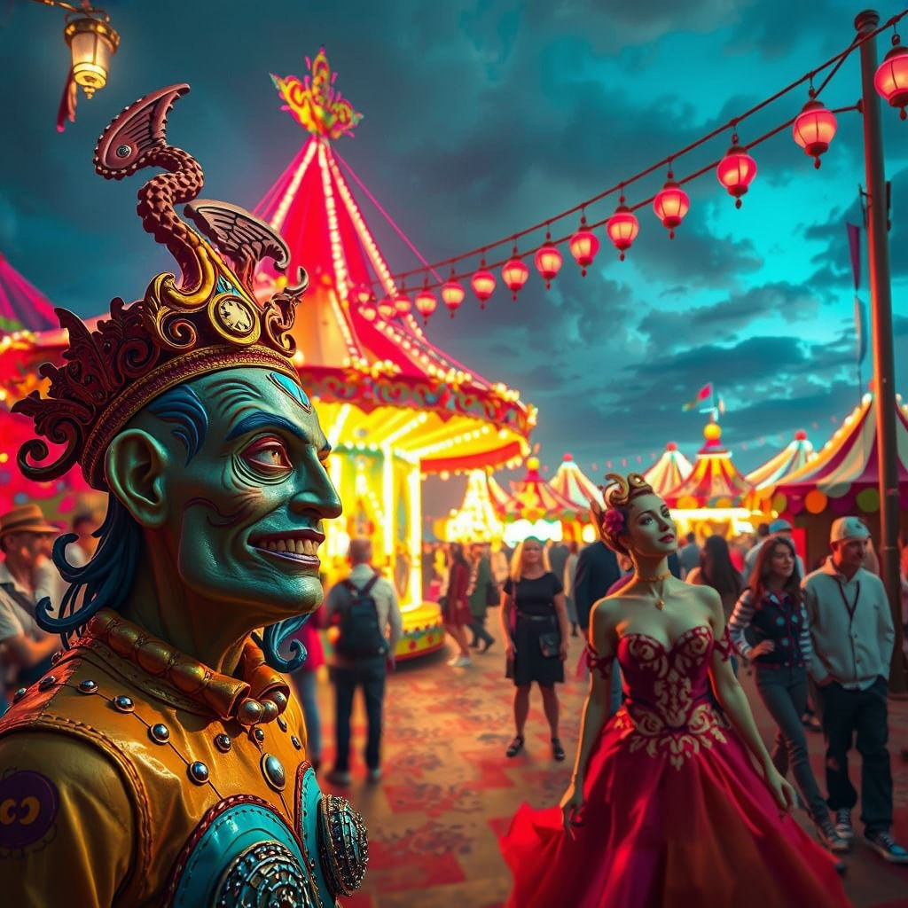 Vibrant Surreal Carnival of Delights