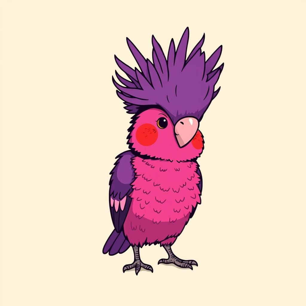 Fluffy Cockatiel with Bold Lines and Vibrant Colors