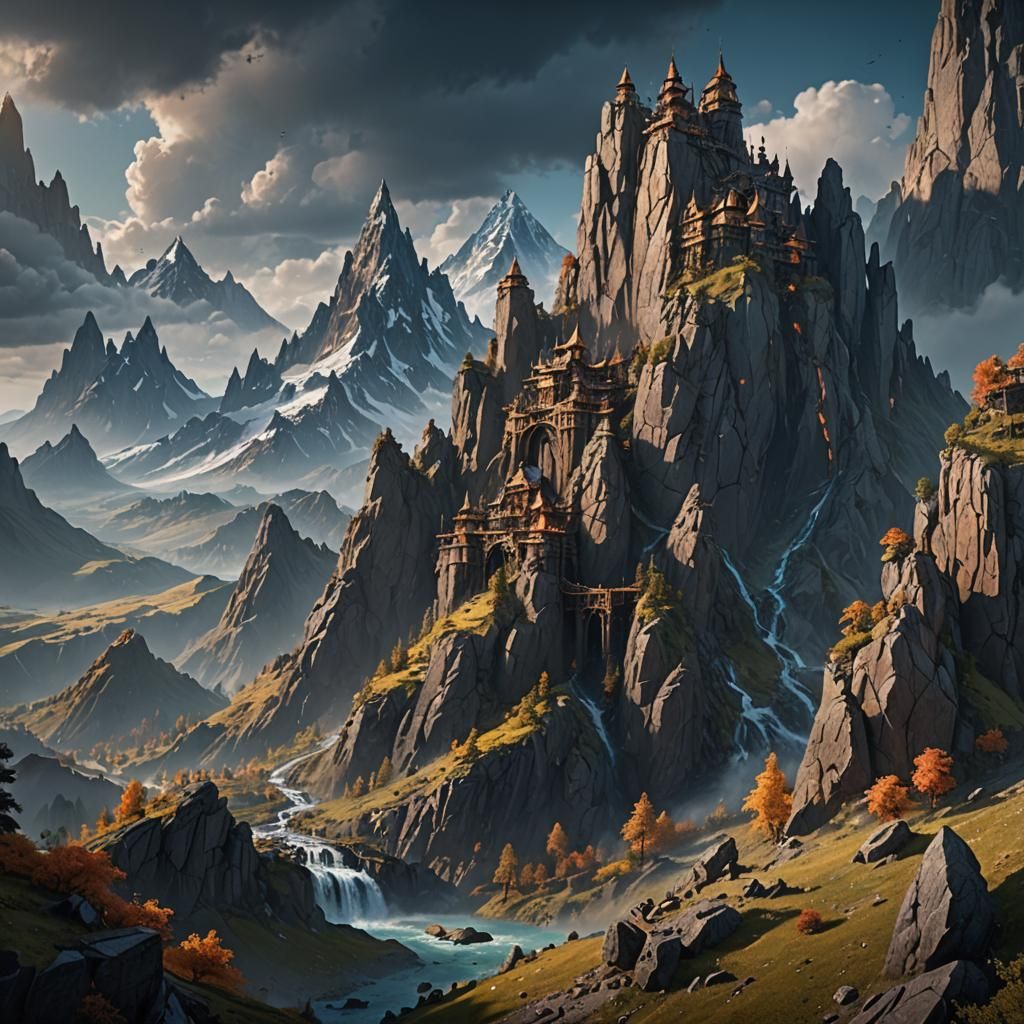 Fantastical Mountain Range in Detailed Matte Painting