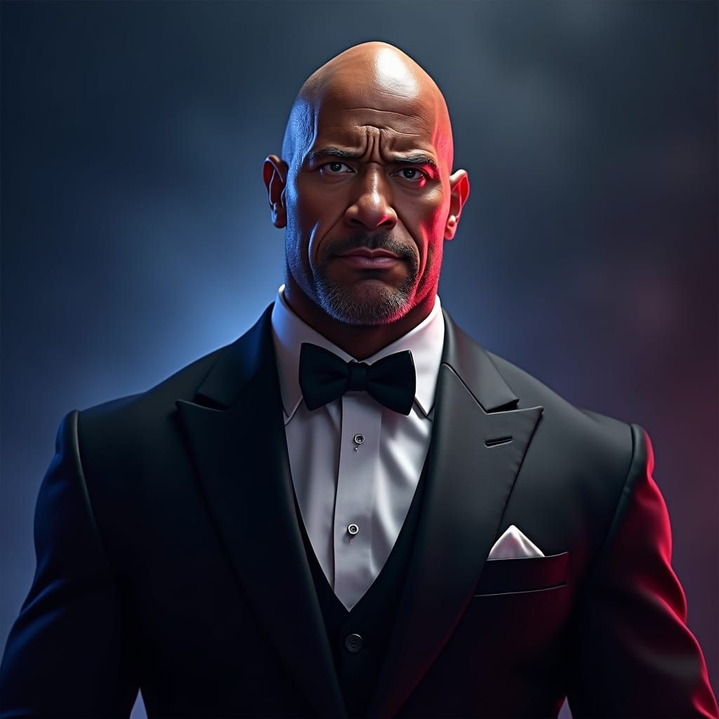 The Rock's Charismatic Gaze: A Concept Art Portrait