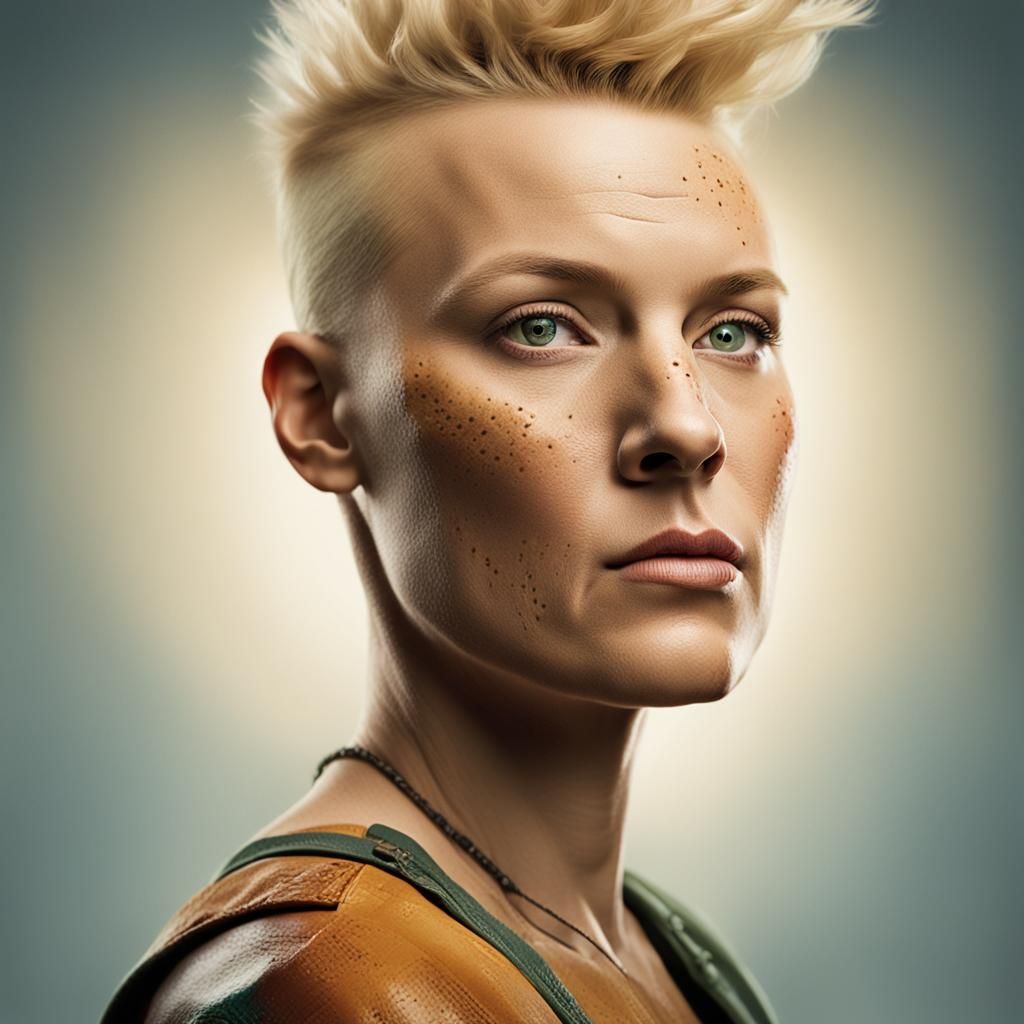 Bold Woman with Mohawk in Photorealistic Portrait