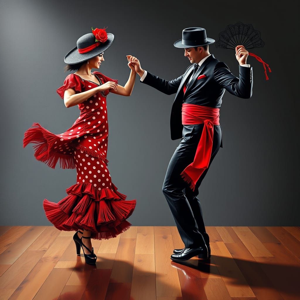 Passionate Flamenco Dance Couple in Graffiti Style