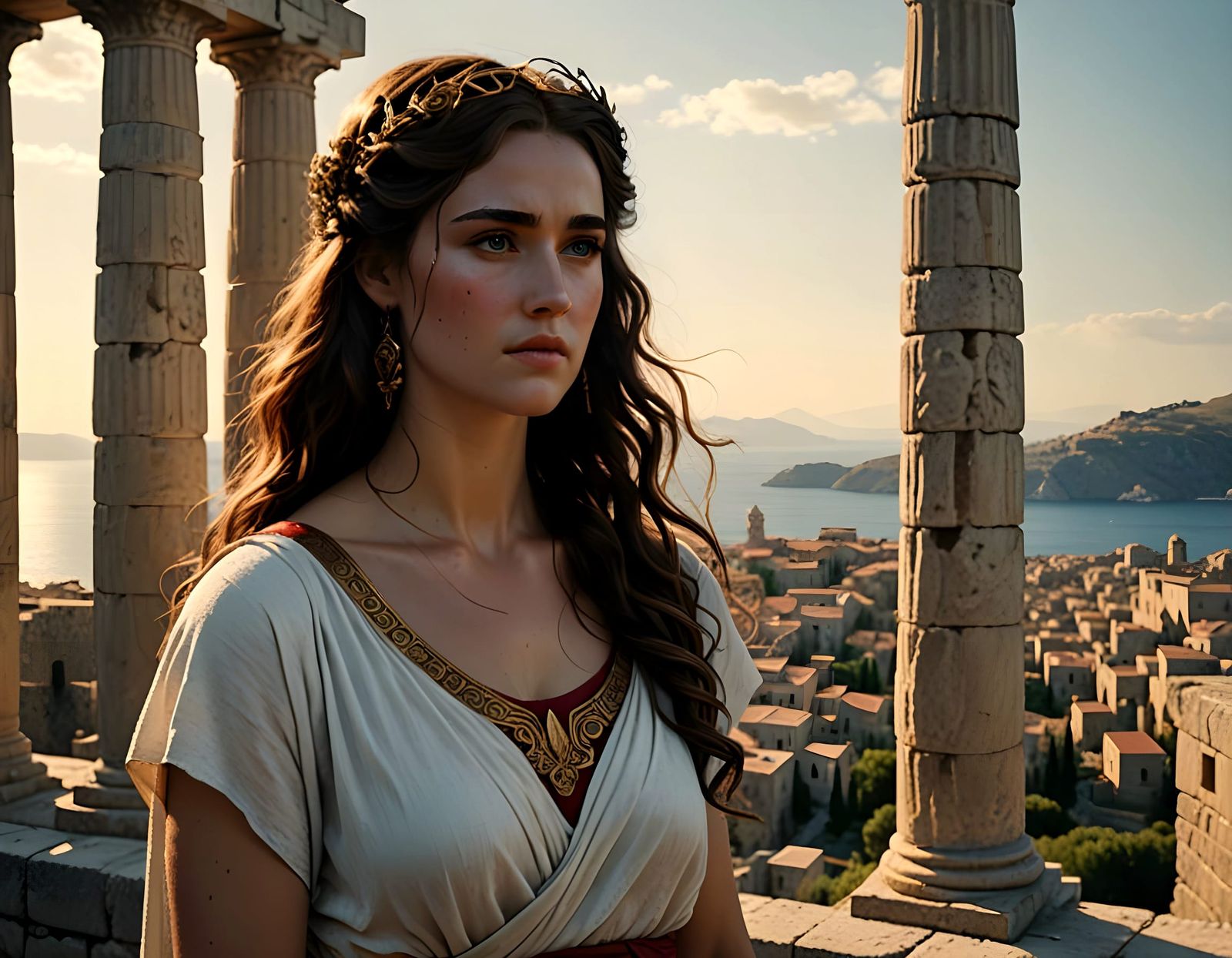 Regal Greek Goddess in Ancient Troy