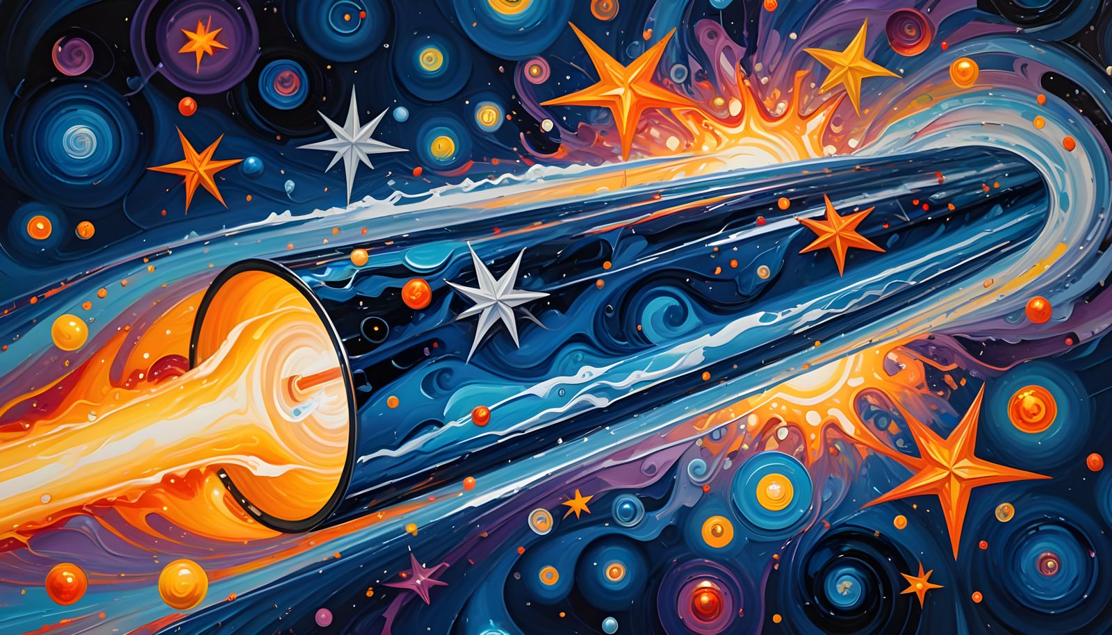 High-Velocity Blue Metal Cylinder with Plasma Exhaust